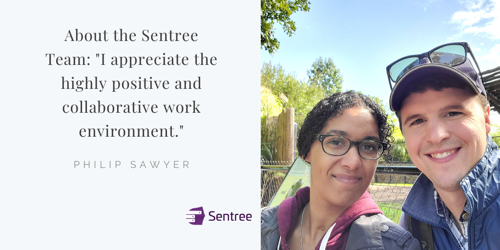 Philip with his wife, Brandi. "I appreciate the highly positive and collaborative work environment." at Sentree.
