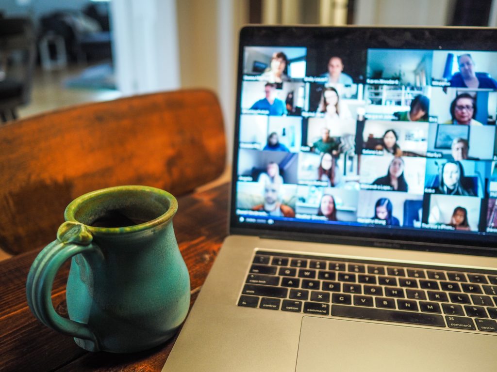 laptop with zoom meeting